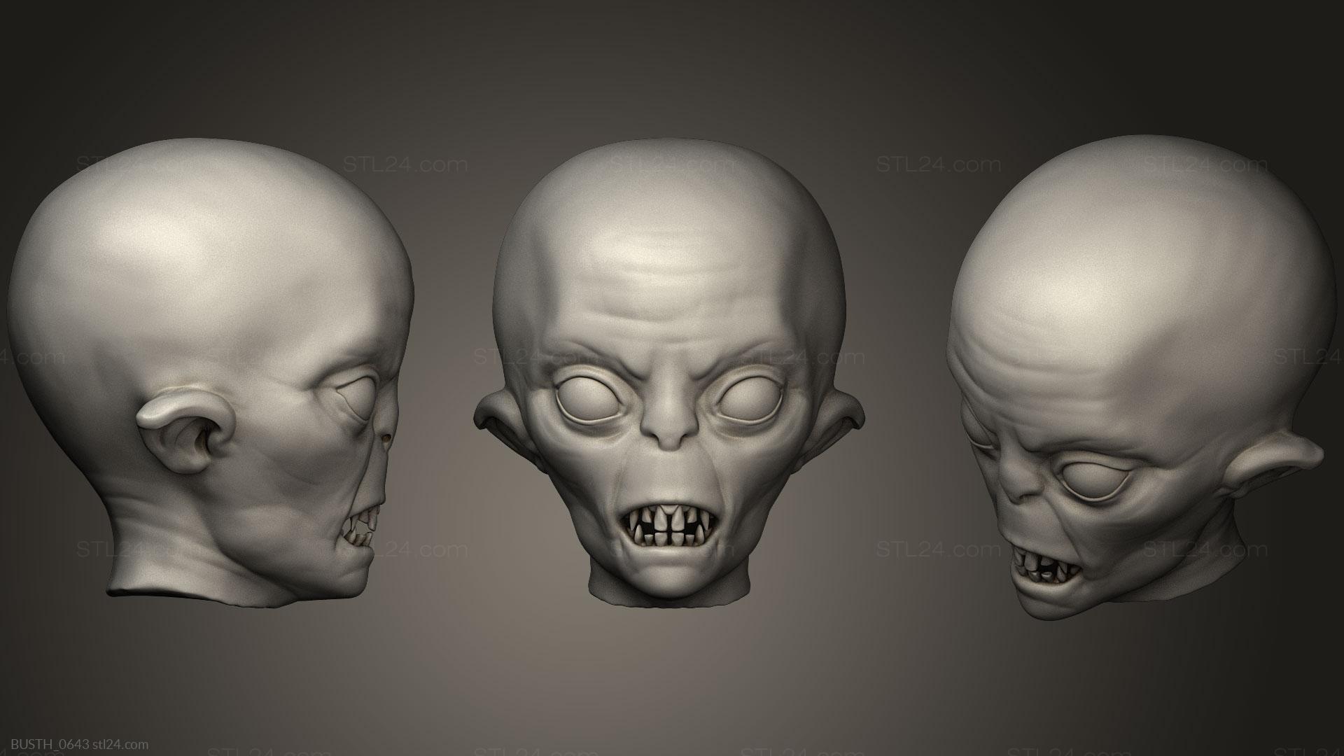 Бюсты монстры и герои (Лепка головы 8, BUSTH_0643) 3D модель для ЧПУ станка